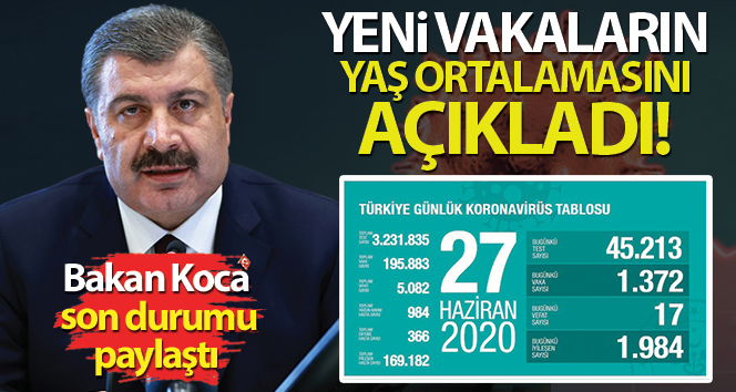Bakan Koca, son durumu paylaştı! Yeni vakaların yaş ortalamasını açıkladı!