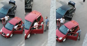 Yol verme kavgasında tartıştığı vatandaşları silahla tehdit etti