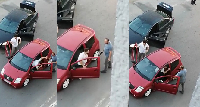 Yol verme kavgasında tartıştığı vatandaşları silahla tehdit etti