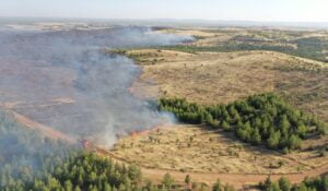 Şanlıurfa’da yangına müdahale havadan görüntülendi