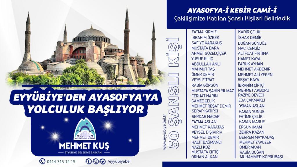 Eyyübiye’den Ayasofya’ya yolculuk başlıyor