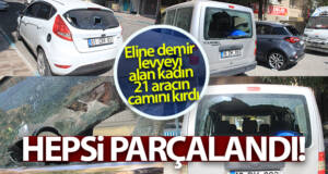 Şanlıurfa’da eline demir levyeyi alan kadın 21 aracın camını kırdı