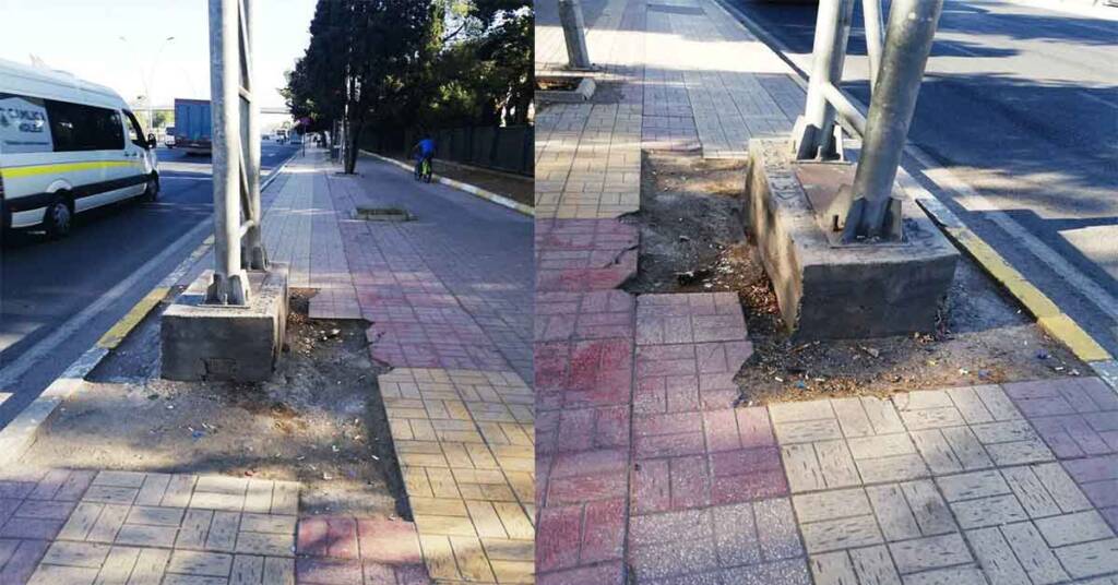 Şanlıurfa’da yolun ortasındaki üst geçidin ayağı, zor anlar yaşatıyor!