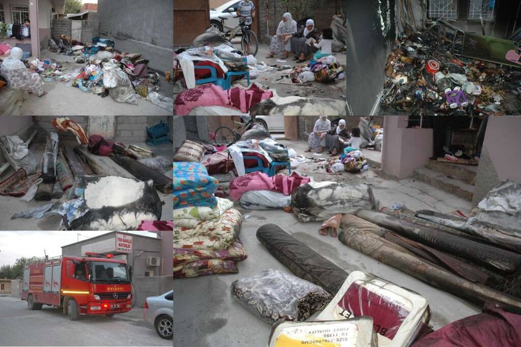 Cezaevindeki eşini ziyarete giden ailenin evi yandı