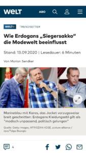 Cumhurbaşkanı Erdoğan’ın “ceketi” Alman Welt gazetesine haber oldu