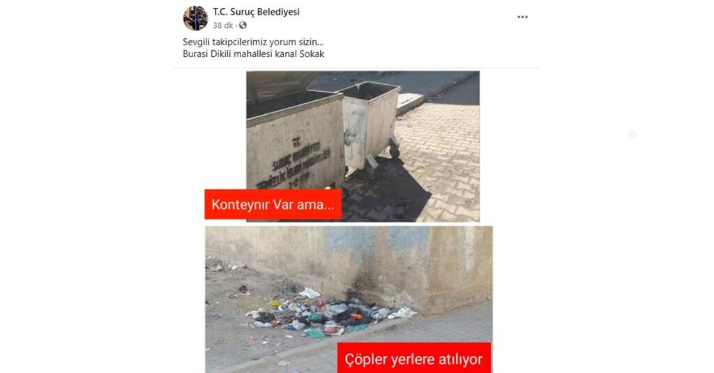 Suruç Belediyesi; Suruçlular çöpleri yere atıyor