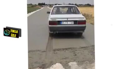 Urfa’da yeni yapılan beton yolu arabasıyla bozdu