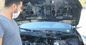 Şanlıurfa’da Kiralanan otomobil yanarak kullanılamaz hale geldi