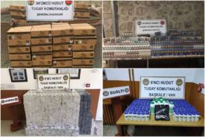 Şanlıurfa Sınır hattında çok sayıda sigara, zirai ilaç ve av tüfeği fişeği ele geçirildi