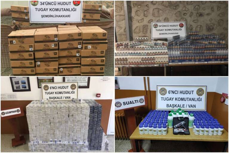 Şanlıurfa Sınır hattında çok sayıda sigara, zirai ilaç ve av tüfeği fişeği ele geçirildi