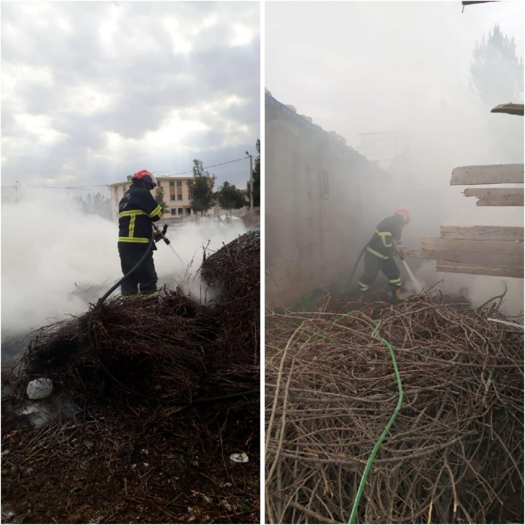 Şanlıurfa Harran’da odunlukta yangın çıktı