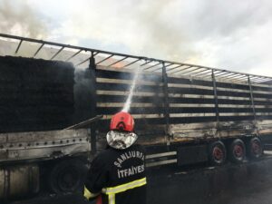 Şanlıurfa’da seyir halindeki tır alev aldı