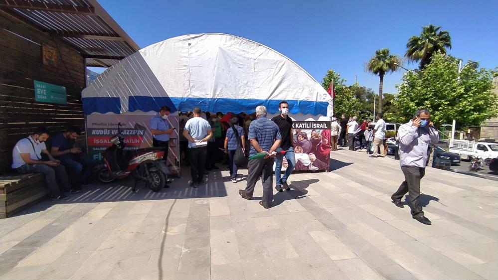 Şanlıurfa’da Filistin için destek çadırı kuruldu