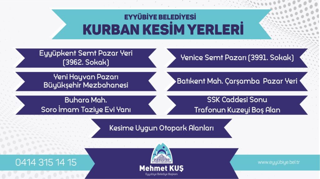 Eyyübiye belediyesi kurban satış ve kesim yerleri belirlendi
