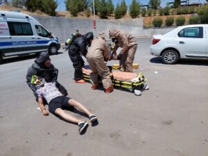 Şanlıurfa Harran Üniversitesi Hastanesinde gerçeği aratmayan yangın tatbikatı