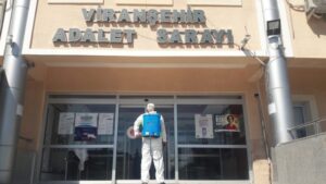 Viranşehir’de ortak kullanım alanları dezenfekte edildi