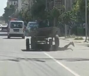 Şanlıurfa’da At arabasının feci kazası kamerada