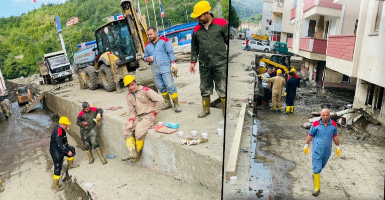 Şanlıurfalı gönüllü işçilerden Bozkurt’taki çalışmalara destek  