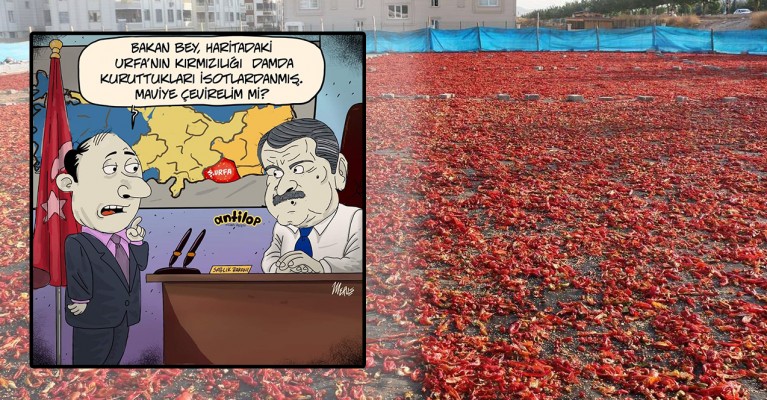 Urfa’nın kırmızılığı karikatüre konu oldu: “Olay farklıymış”