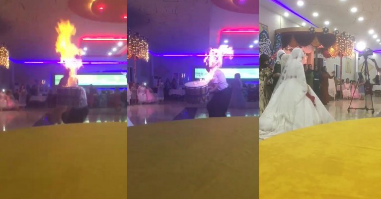 Şanlıurfa’da Davulcu şov uğruna az kalsın kendini yakıyordu!