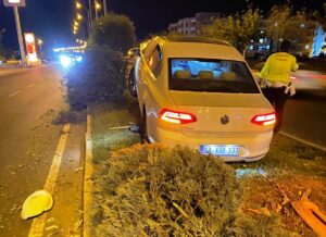 Şanlıurfa’da kontrolden çıkan araç direğe çarptı