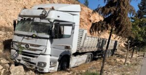 Şanlıurfa’da tır şarampole uçtu