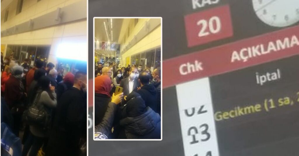 Şanlıurfa GAP Havalimanı’nda gerginlik! Yolcular slogan atıyor