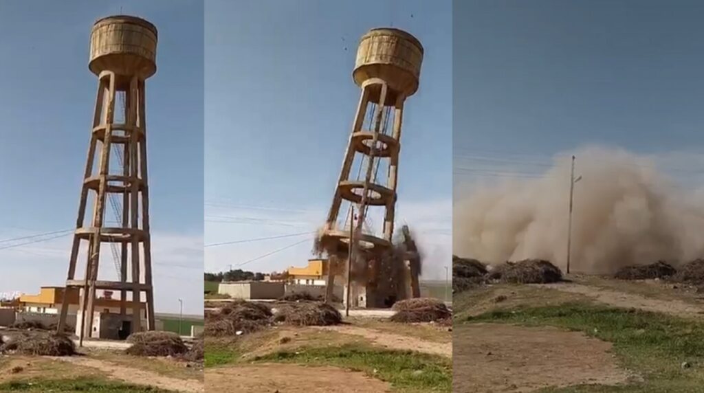 Akçakale’de Su deposu saniyeler içinde yıkıldı!