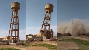 Akçakale’de Su deposu saniyeler içinde yıkıldı!