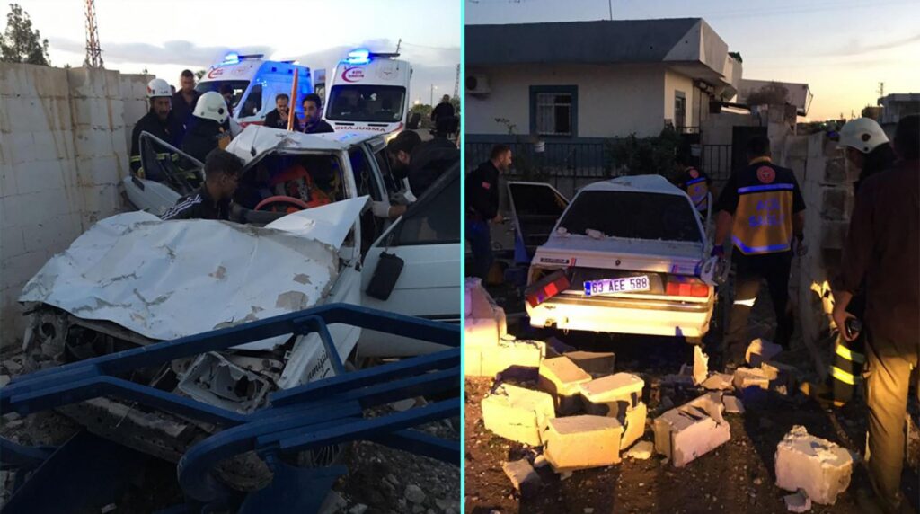 Polisten kaçarken kaza yaparak köy evinin avlusuna girdi