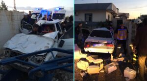 Polisten kaçarken kaza yaparak köy evinin avlusuna girdi