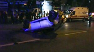 Takla atan araçtan burnu bile kanamadan çıktı