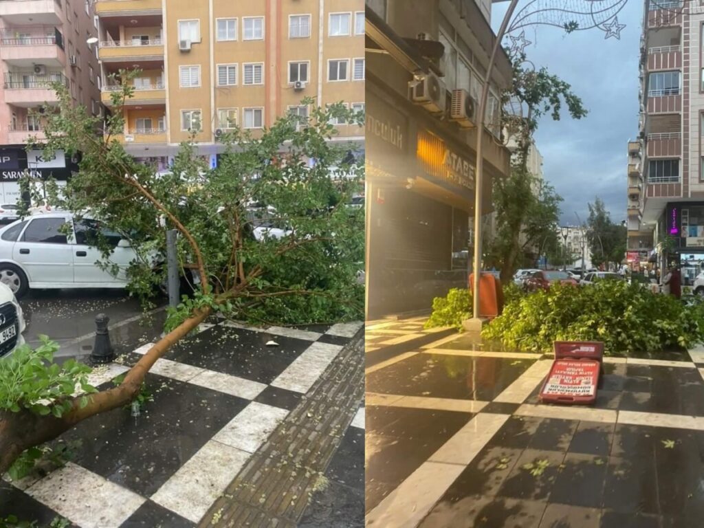 Haliliye fırtına ve yağmura teslim oldu