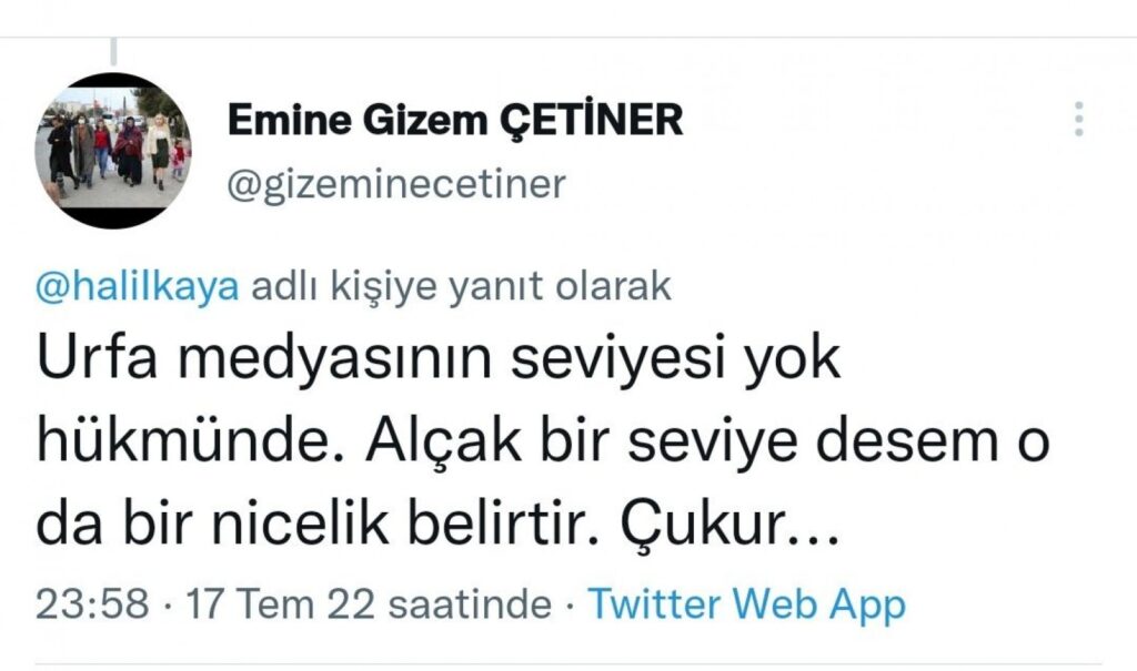 CHP Şanlıurfa Kadın Kolları Başkanı Urfa medyasını hedef aldı!