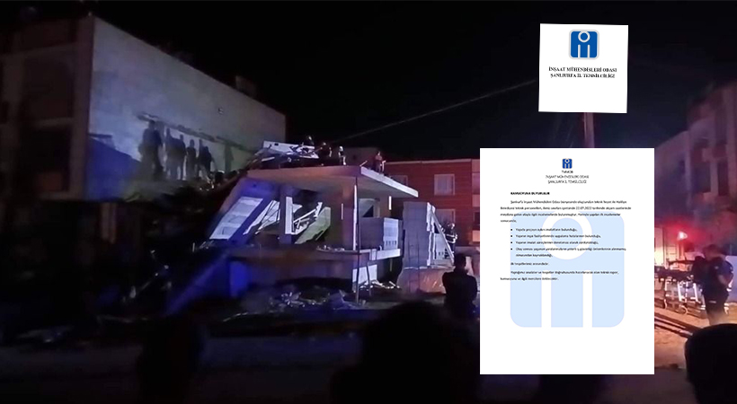Şanlıurfa İnşaat Mühendisleri Odası’ndan Haliliye’de çöken binayla ilgili açıklama!