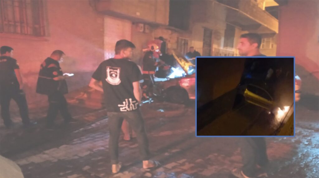 Haliliye’de duvara çarpan otomobil alev alarak yandı