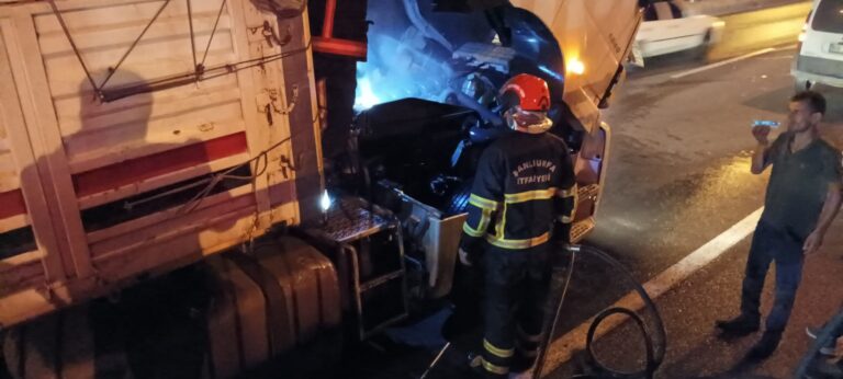 Şanlıurfa’da seyir halindeki TIR’daki yangına müdahale