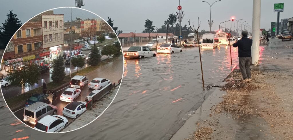 İlçeler farklı manzara aynı! Şanlıurfa’da yollar göle döndü