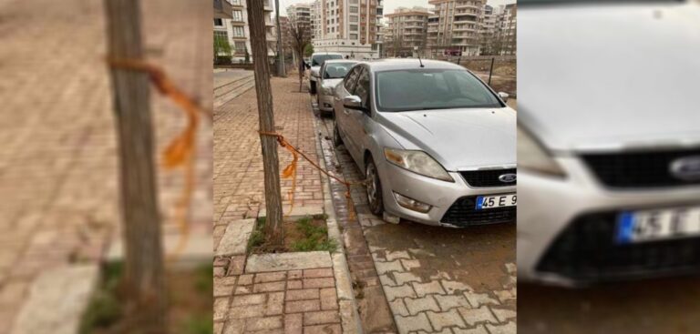 Şanlıurfa’da sel önlemi! Arabasını ağaca bağladı