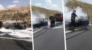 Şanlıurfa’da Aniden alev alan araç küle döndü