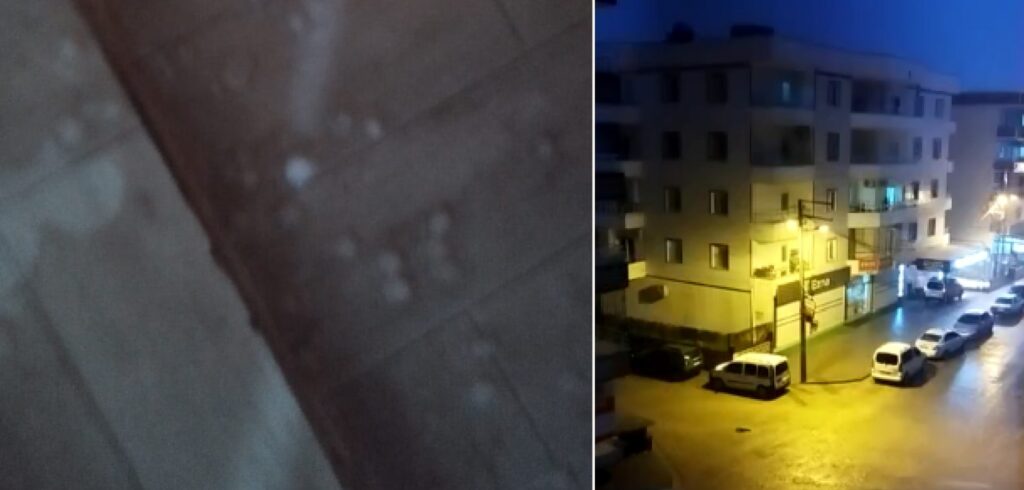 Ceylanpınar’a kış geri döndü! Yağmur, şimşek, dolu…