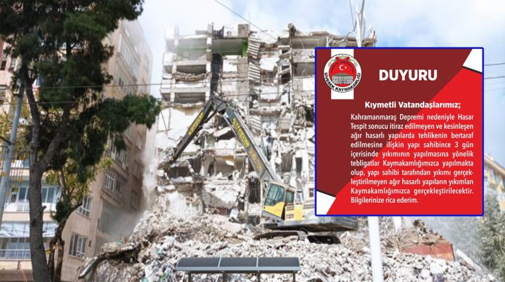 Siverek Kaymakamlığı hasarlı yapıların yıkımı için uyardı