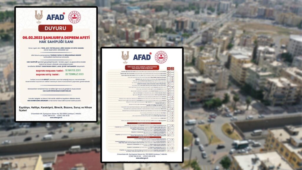 Şanlıurfa’da depremzede hak sahipliği başvuru süreci başladı