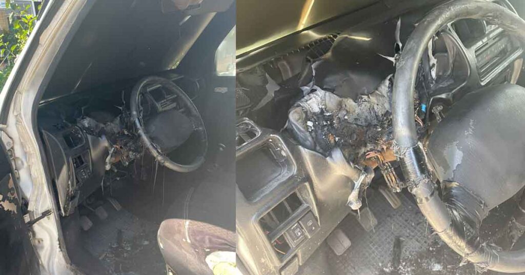 Şanlıurfa’da bir araba sıcaktan eridi