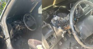 Şanlıurfa’da bir araba sıcaktan eridi