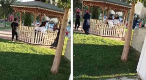 Şanlıurfa’da kızların saç saça baş başa kavgası kamerada