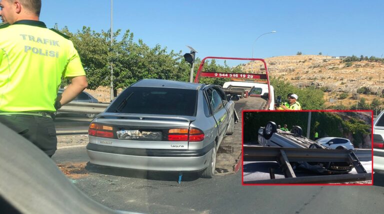 Şanlıurfa’da kontrolden çıkan araç takla attı