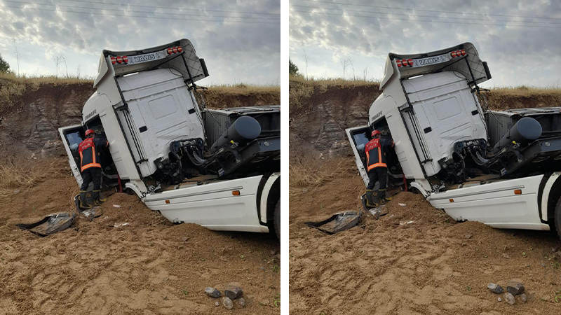 Şanlıurfa’da kontrolden çıkan tır devrildi: 1 yaralı