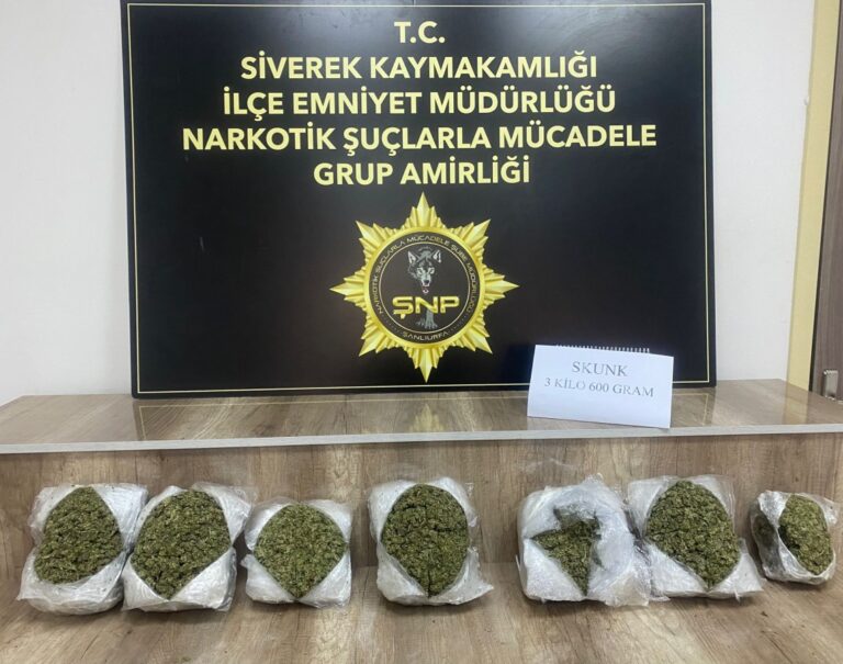 Şanlıurfa’da 3 kilo 600 gram skunk ele geçirildi