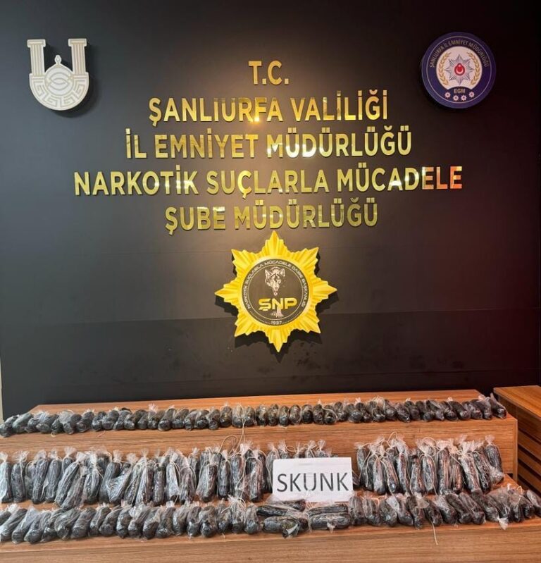 Şanlıurfa’da 14 kilo 350 gram skunk ele geçirildi